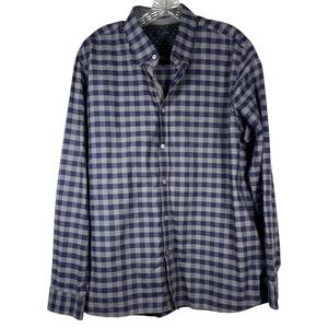 Ted Baker London Sz 6 2XL XXL‎ Men's Blue Gray Check Cotton Casual Shirt